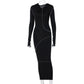 Ladies Fashion Warm Pullover Sweatshirt Dress Casual Long Sleeve Pullover Maxi Robes