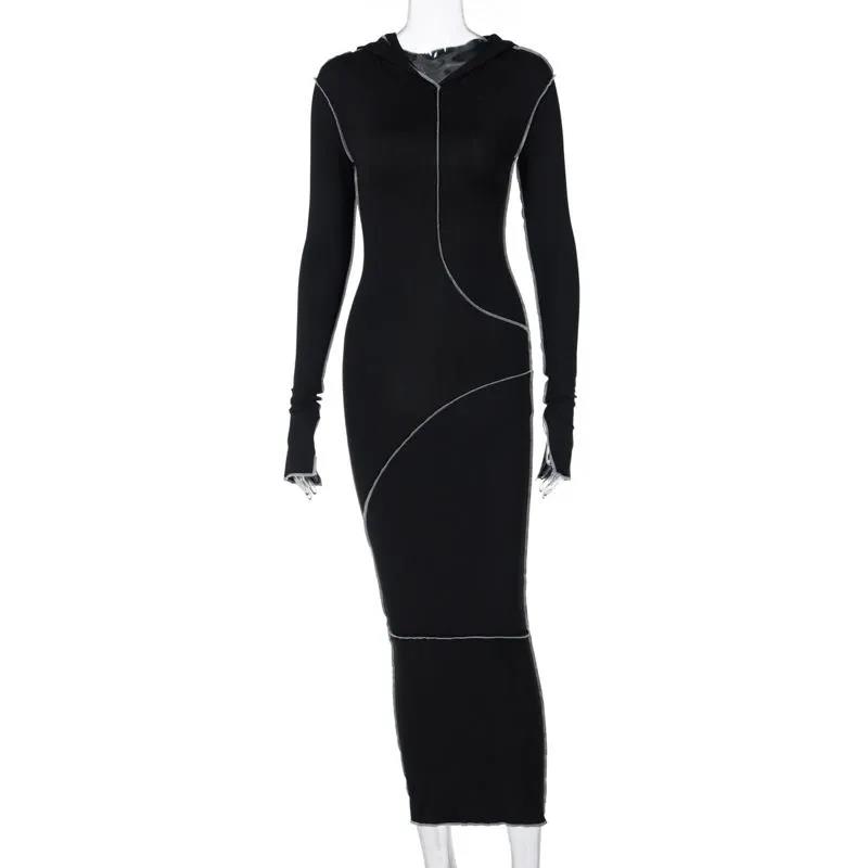 Ladies Fashion Warm Pullover Sweatshirt Dress Casual Long Sleeve Pullover Maxi Robes