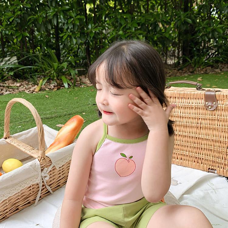 Summer Kids Cute Printing Vest Sleeveless Tops Korean Style Slash Neck Slim Camisole for Children Girls