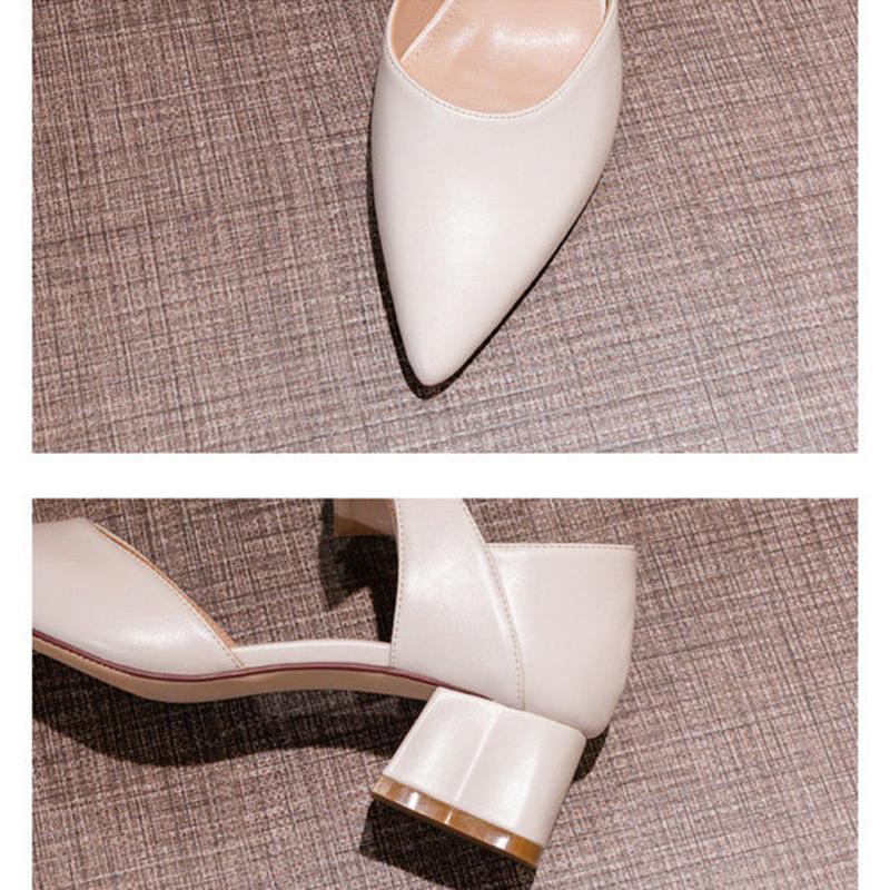 Women's Shoes Pointed Toe Hollow Bow 4cm High Heels Women's Thick Heel Sexy Single Shoes Thick Heel High Heels Ladies Sandals