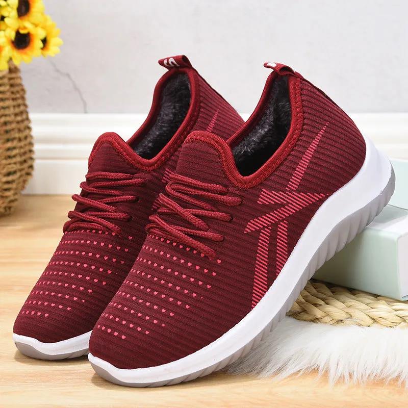 Winter Cotton Shoes Women's Fleece Thickened Non-slip Rubber Sole Casual Cotton Boots