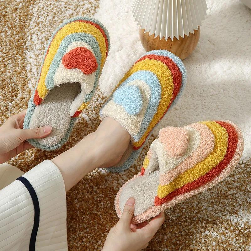 Autumn and Winter Pure Soles Cotton Shoes Indoor Dressing Plain Furry Shoes Fashion Casual Trend