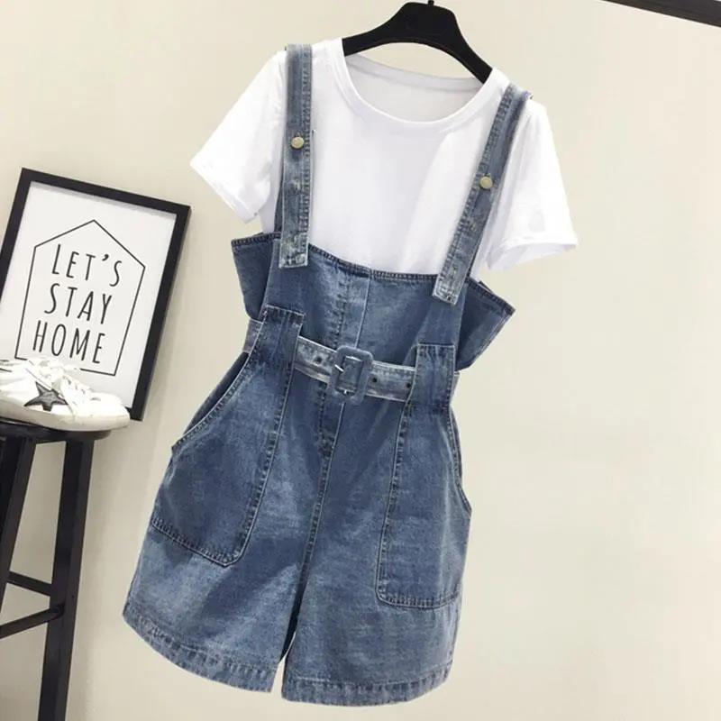 Small Fresh and Age-reducing Denim Overalls Spring and Summer Small One-piece Suspenders Short Jeans Women