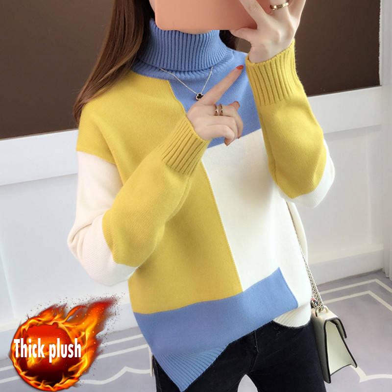 Women Sweater Turtleneck Long Sleeve Knitted Sweater Women Winter