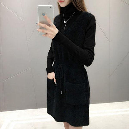Autumn Mohair V-neck Sweater Skirt Knitting Versatile Sleeveless Vest Skirt Mid-length Casual Women's Vest Dress