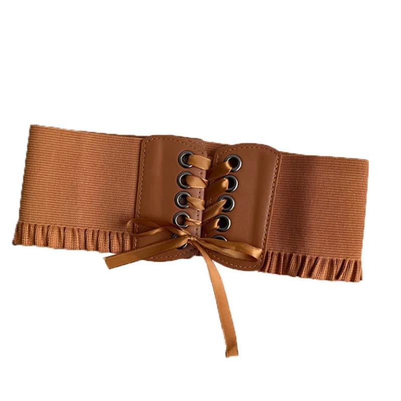 Ladies Belt Decoration Simple Lace-Up Elastic Matching Dress Black Wide Waist Seal Corset Tide Belt