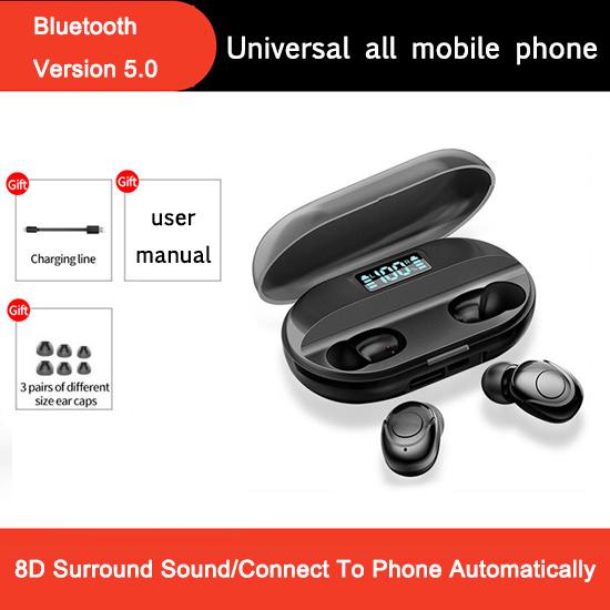 5.0 In-ear HIFI Earphones Bluetooth LED Display Support Call Exquisite Wireless Headset Charging Box
