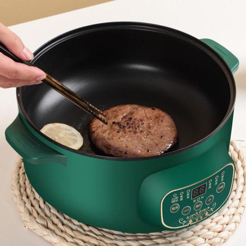 1000W 28cm Smart Electric Heat Pot Set Boiling Soup Pot Non-stick Cookware with 1 Steamer for Family