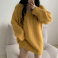 Loose V-neck Loose Sweater Women's Spring and Autumn Clothes Are Thin and Versatile Mid-length Lazy Style Sweater Sweater Top Oversizedsweater