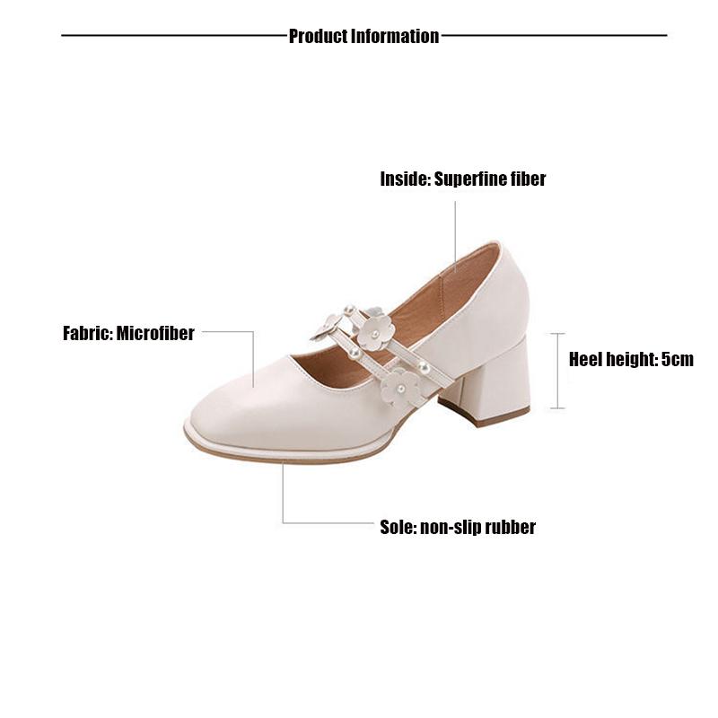 French Girl Single Shoes Small High Heels Thick Heels Retro  Gentle Mid-heel All-match