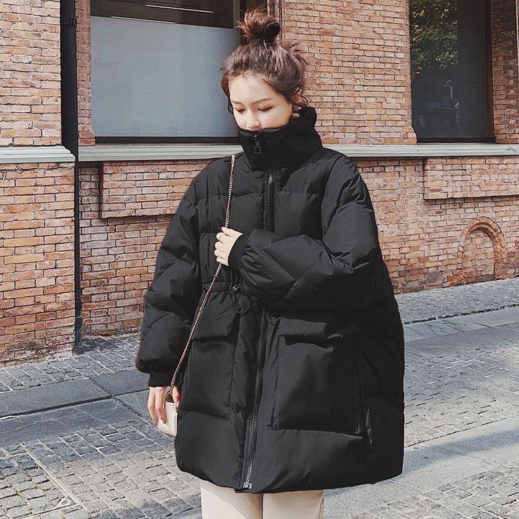Winter Short Capless Stand-collar Down Padded Jacket Women Loose Bread Coat Stand-up Collar Loose Winter Thick Warm Cotton Jacket