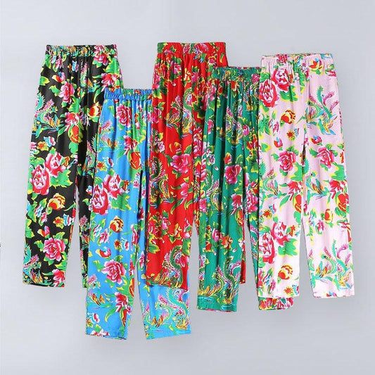 S-XXXXL Women's Spring Wide Leg Pants Summer Plus Size Printed Long Pants Autumn Elastic Waist Loose Trousers