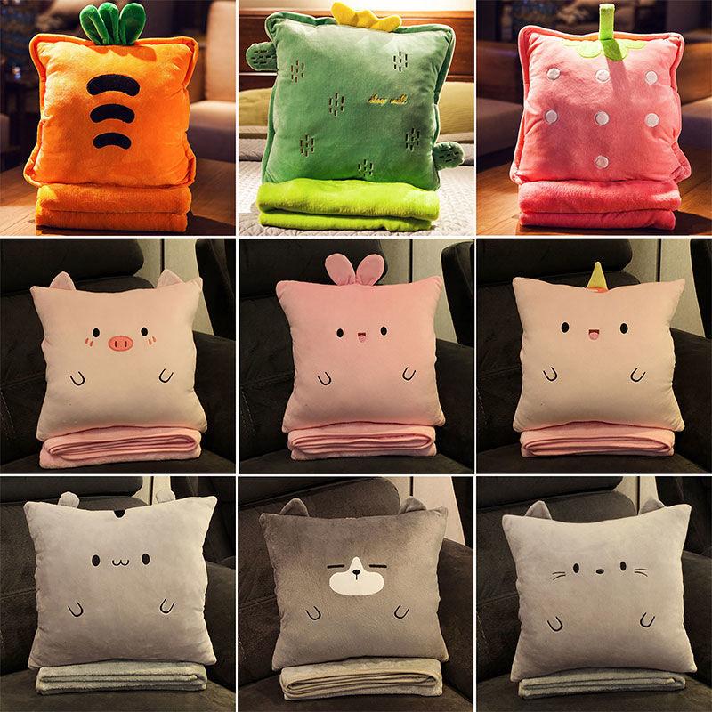 Four Seasons Can Be Used Office Pillow Quilt Dual-use Nap Pillow Three-in-one Multifunctional Sleeping Coral Velvet Soft and Breathable Blanket