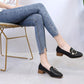 Leather Shoes Retro Square Toe Mid-heel Thick Heel Single Shoes Wild British Style Loafers Women's Mid-heel Comfortable Leather Shoes