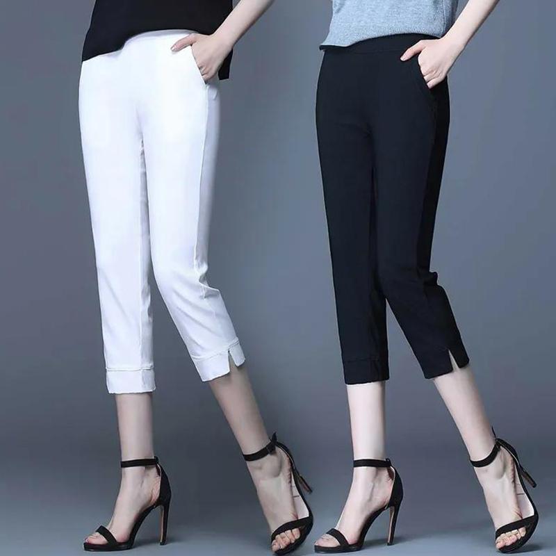 Women's Summer Thin Cropped Trousers Trend Large Size Loose When Looking Thin All-match Fashion Straight Casual Pants