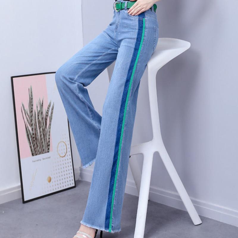 Soft Denim Wide-leg Pants Women Spring and Autumn High Waist Drape All-match Straight Pants Trend