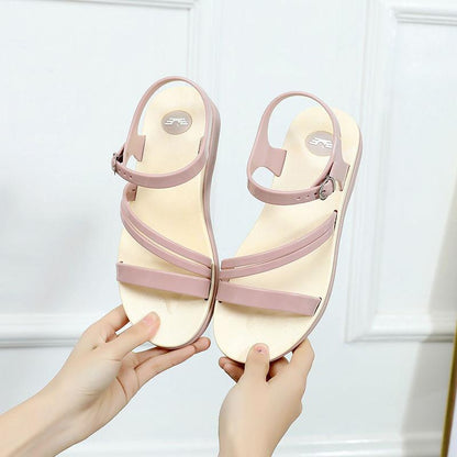 Sandals Women's Summer Flat Bottom Fashion All-match Mid-heel Platform Sandals and Slippers Outside Wear Non-slip Beach Jelly Shoes Sandals