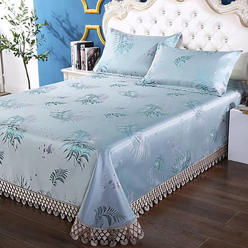Summer Skin-friendly Ice Silk Mat Washed Folding Mat Sheet High-end Jacquard Double Lace Soft Mat
