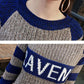 Autumn and Winter Mid-length Knit Sweater Letter Stripe Bottoming Dress Loose Pullover Long Sleeve Sweater
