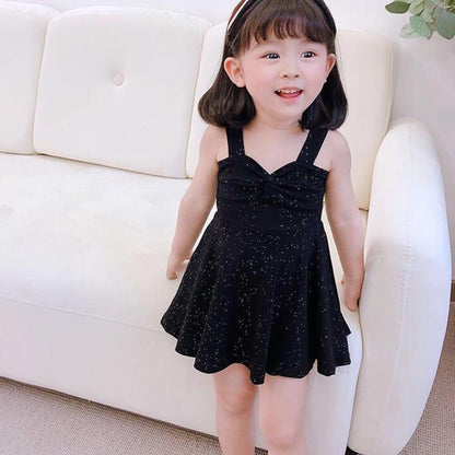 Children Dress Girls Summer Suspender Skirt Dress Korean Princess Dress with Flashing Solid Color Tube Top A-line Dress