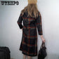 Plaid dress Long Sleeve Cotton Woolen Plus Size Vintage Women Casual Loose Autumn Winter Dress Elegant Clothes
