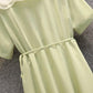 Dress Women's Summer Large Size Lapel Temperament V-neck Ruffled French Hepburn Dress