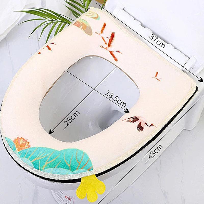 Toilet Seat Cushion Comfortable and Warm Plush Toilet Cover Washable and Removable Toilet Cover for All Seasons