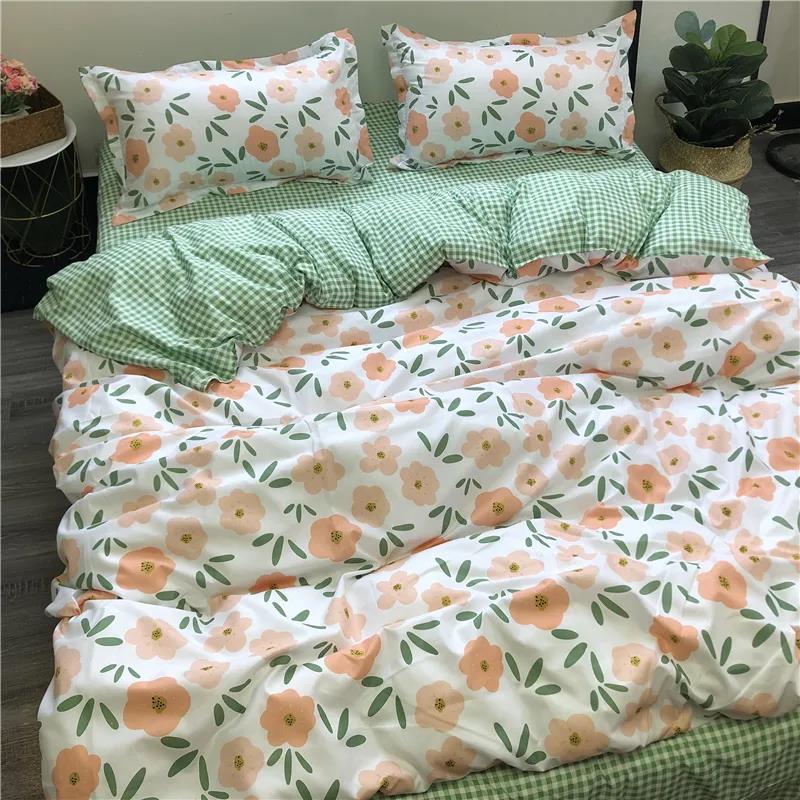 Spring and Summer Pastoral Style Four-piece Small Floral Simple and Fresh Double Duvet Cover Sheet Student Three-piece Set