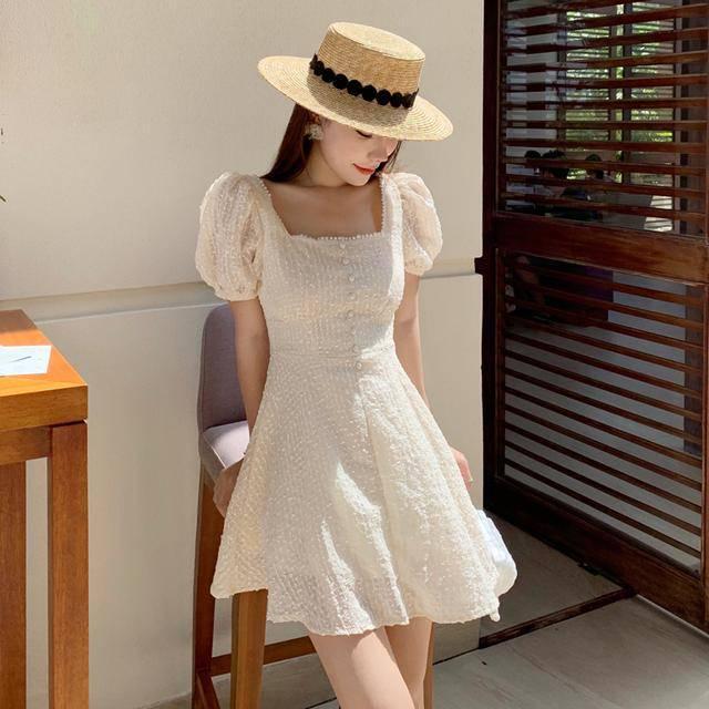 Elegant Flower Pearl Short Dress Women Sexy Spaghetti Strap Summer Sundress Female Short Beach Dress