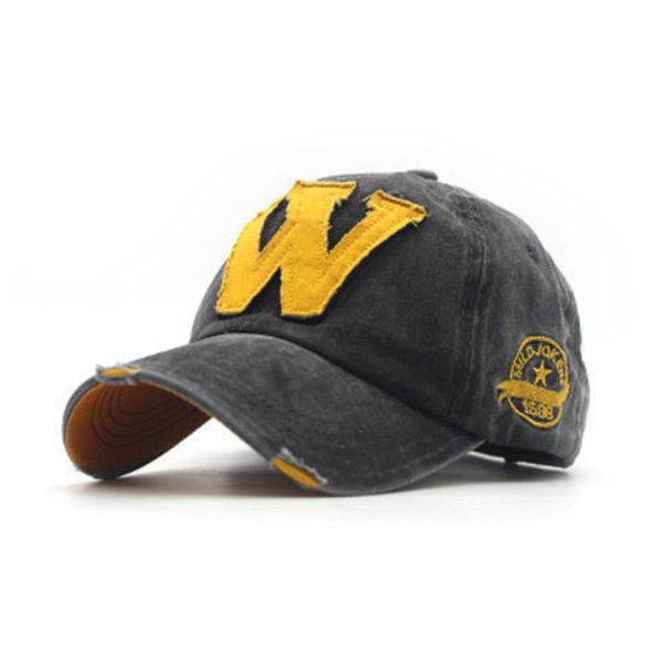 Cotton Letter W Baseball Cap Retro Outdoor Sports Caps Women Bone Gorras Curved Fitted