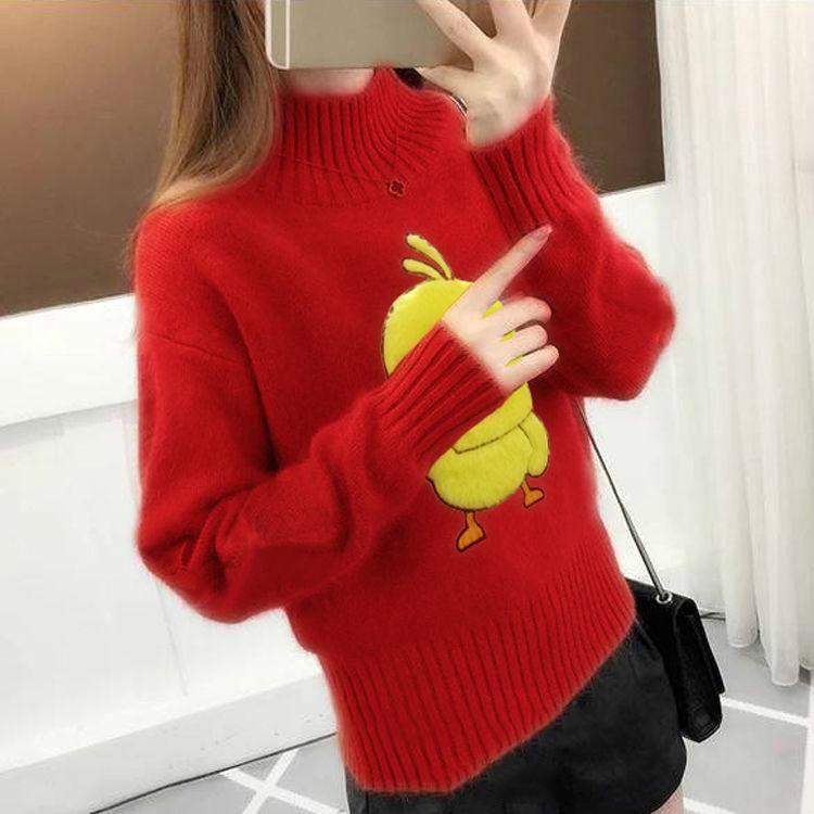 Long Sleeve High Collar Sweater Knitting Sweater Women's Autumn and Winter Bottoming Shirt Warm