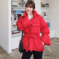 Winter Coat Female Students Loose Short Thick Padded Coat Ins Bread Coat Drawstring Parka Coat Zipper Pockets Female Warm Elegant Coat Jacket