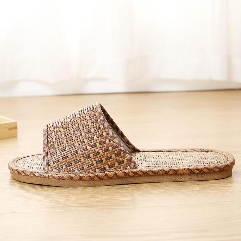 Summer Stand Bamboo Mat Rattan Couple Slippers Indoor Natural Color Indoor Home Sandals