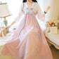Chinese Improved Han Dynasty Clothing Dress Summer Female Student Embroidered Antique Ancient Costume Fairy High Waist Mid-sleeve Chiffon Long Skirt