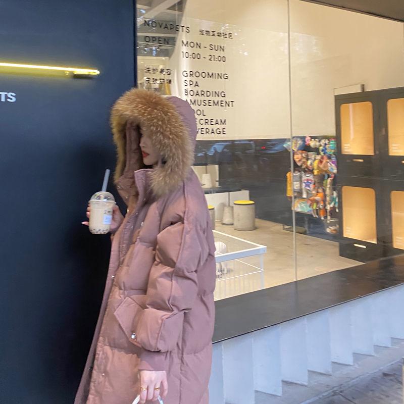 Cotton Clothes Women's Mid-length Winter Clothes Korean Version Ins Hong Kong Style Big Fur Collar Cotton Clothes Bread Clothes Tide