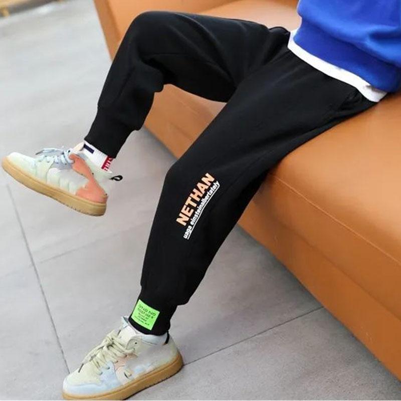 Boys' Pants Spring Autumn Winter Models Plus Velvet Thickening Casual Korean Version of The Big Children's Sports Pants Winter Children's Trousers