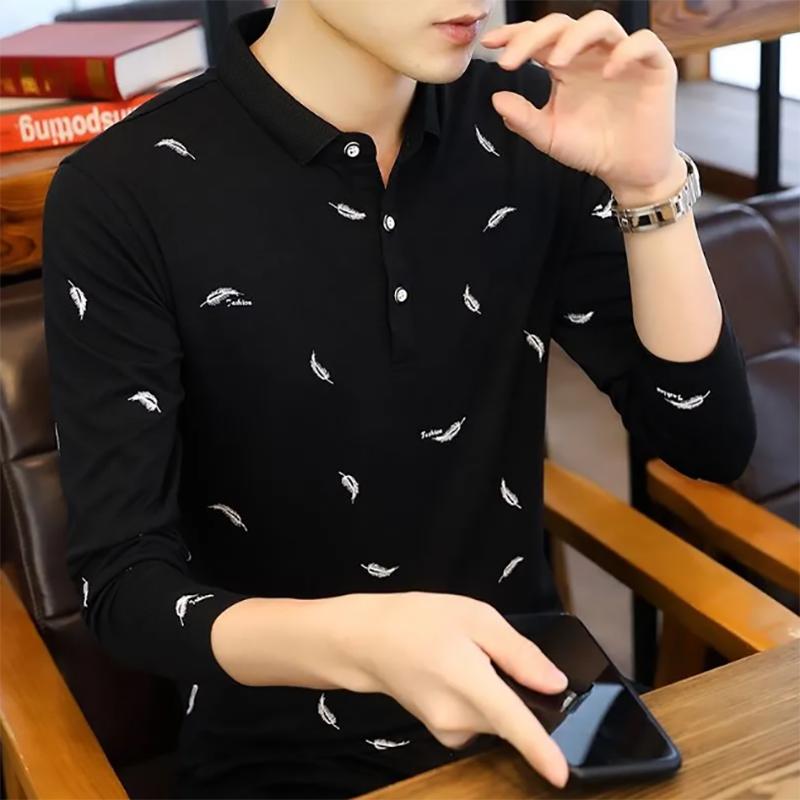 Cotton Long-sleeved Sweater Men's Autumn Trend Men's Sweatshirts Collar Lapel Slim-fit Warm Sweater