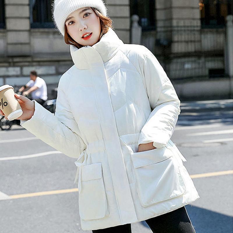Women's Bright Print Short Down Jacket Winter Korean Loose Quilted Jacket Casual Stand-up Collar Hooded Down Jacket Quilted Jacket