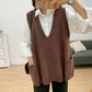 Autumn and Winter Loose All-match Sweater Large Size V-neck Knitted Vest Sleeveless Solid Color Female Top