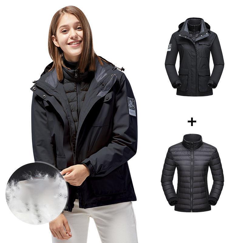 Men's and Women's Outdoor Jackets Winter Waterproof and Windproof White Duck Down Jacket Ski Mountaineering Two-piece Jacket