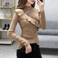 Women's Solid Color Lace Bottoming Shirt Fashion Off-the-shoulder Mesh Low Neck Bottoming Shirt Sexy Thin Knitwear
