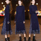 Plus Velvet  Thick Sweater Dress Women Autumn and Winter Slim Long Dress Floral Stitching Knitted Sweater Dress