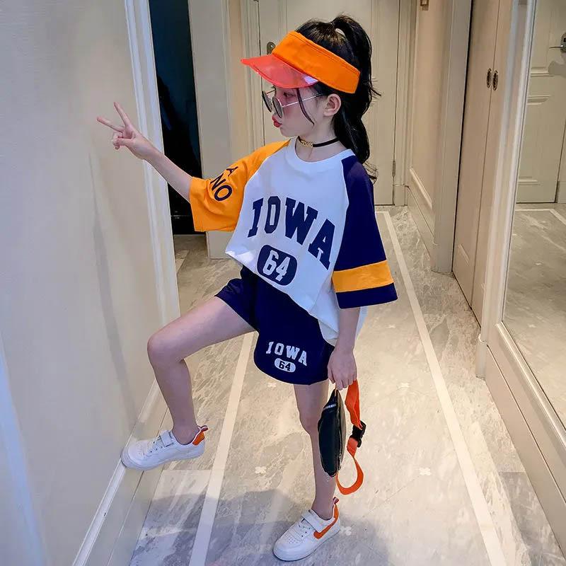 Cotton Comfortable Soft Girls Short Sleeve Shorts Casual Suit Summer Sports Loose Cool Breathable Two-piece Set