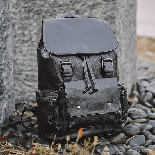 Men's Leather High Quality Backpack Travel Rucksack School Laptop Bags Male Business Shoulder Bag