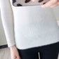 Faux Mink Fleece V-Neck Sweater Warm Slim Fit Pullover Women Fashion Plush Long Sleeve Sweater