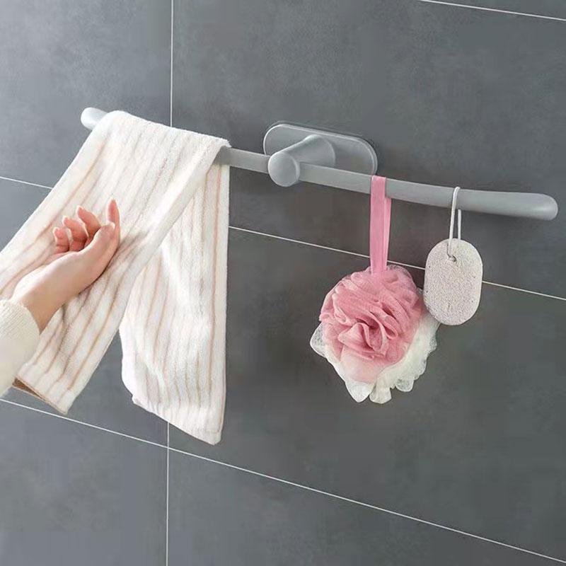 62CM Towel Rack Bathroom Simple And Seamless Storage Rack Bathroom Plastic Bow-shaped Towel Rack Creative Single Rod Towel Rack Slippers Rack Rag Rack