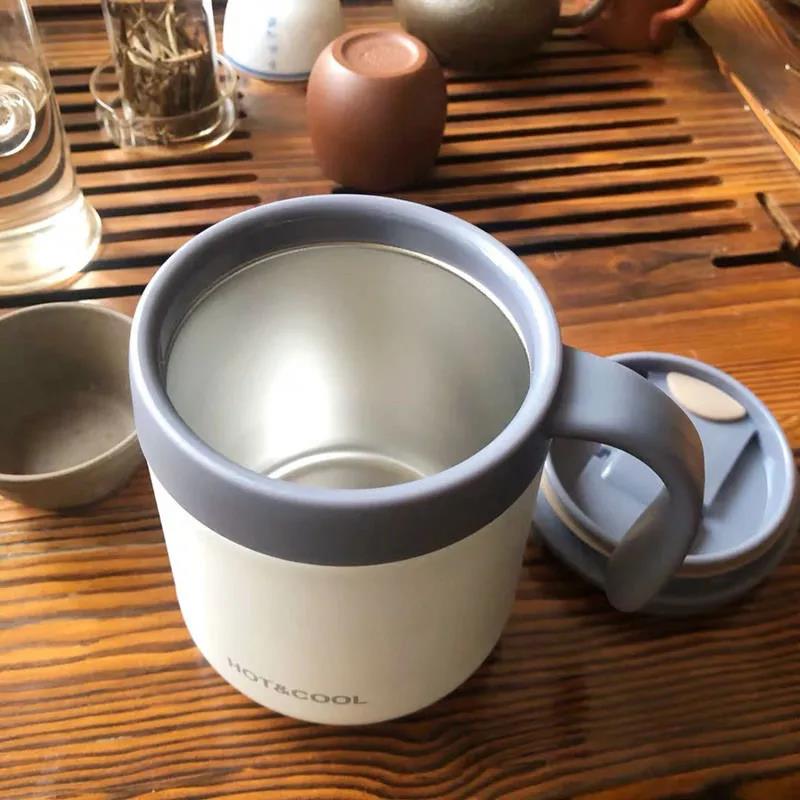 Simple Frosted Insulation Mug with Lid Men and Women Office Coffee Cup Student Stainless Steel Household Portable Cup