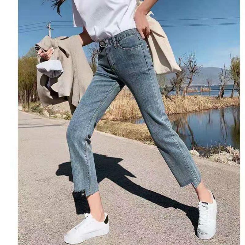WTEMPO Straight Jeans Female Students High Waist Loose Loose Was Tall and Wide Legs Small First Love Pants