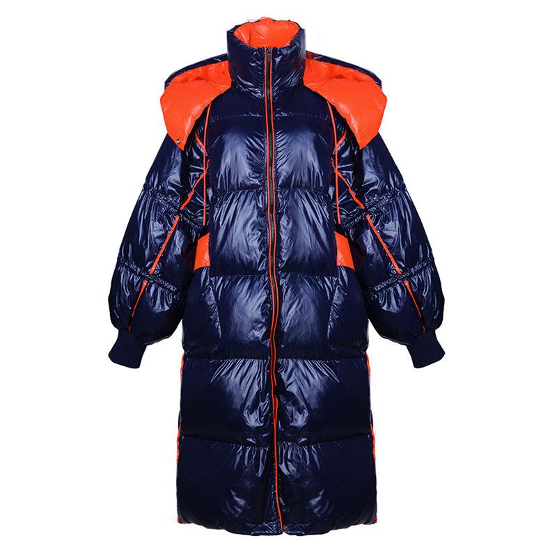 Super Long Down Jacket Women Winter Bright White Duck Down Loose Bread Coat Bright Surface