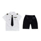 Boys' Summer Clothes Western Style Suits Male Baby Captain Clothes Short-sleeved Shirts Two-piece Performance Clothes